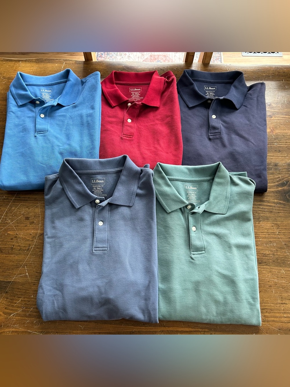 L.L. Bean Men’s XL TALL Mixed Colors Men's Polo Lot Blue, Red, Navy, Green Shirt